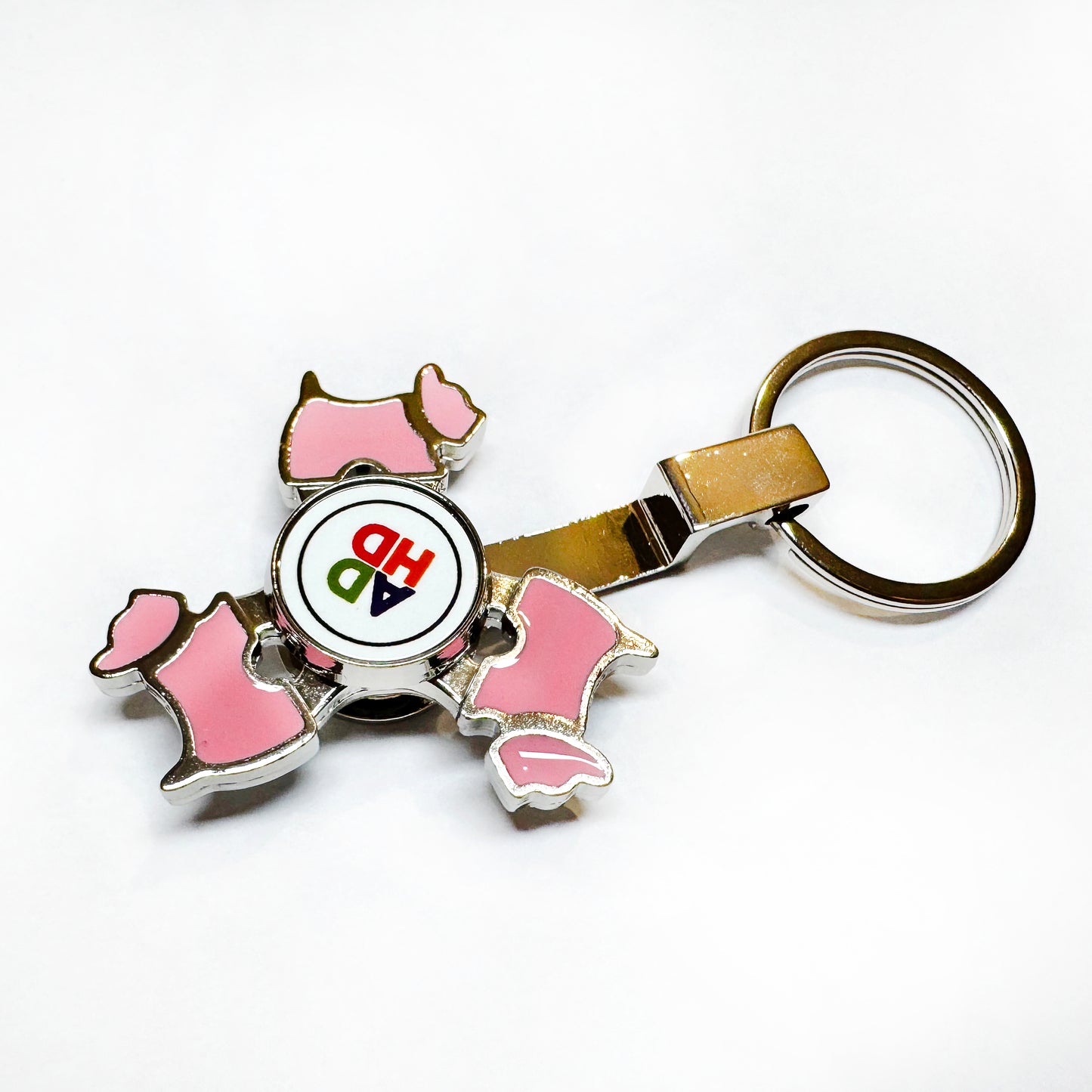 Fidget Spinner Keyring - Pink Dogs